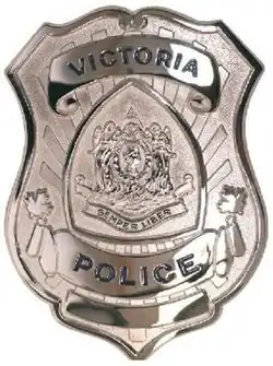 Past style ID badge of VicPD