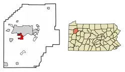 Location of Franklin in Venango County, Pennsylvania.