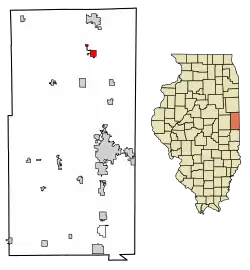 Location of Rossville in Vermilion County, Illinois.