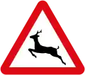 A sign for wild animals such as deer. Germany, Poland, Latvia, Spain and Turkey use a very similar sign.