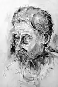 OLD VIETNAMESE MAN, Ink Wash, by James Pollock, CAT IV, 1967