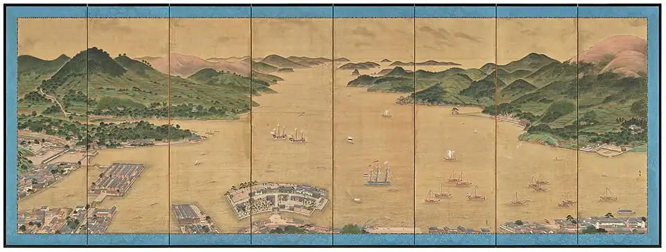View of Dejima in Nagasaki Bay by Kawahara Keigo c. 1836