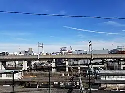 View of Higashitabata from the South Exit of Tabata Station, which served as the backdrop for a walking Hodaka before the closing scene.