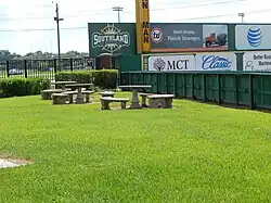 Picnic area along the left field line