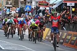 Vincenzo Nibali winning the race
