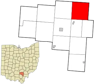 Location in Vinton County and the state of Ohio.