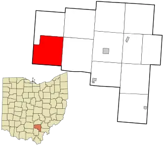 Location in Vinton County and the state of Ohio.