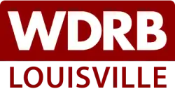 In a crimson red box, the white letters W D R B. Beneath is the word Louisville.