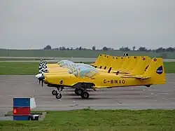 A line-up of Slingsby T67 Firefly aircraft of the Defence Flying Training School at Barkston Heath in 2008.