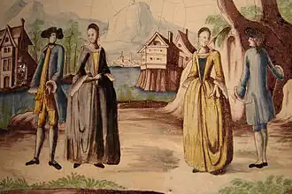 Porcelain painting on a mantelpiece