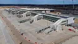 The main terminal building nearing completion in October 2024