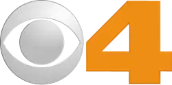 The CBS Eyemark in gray to the left of an orange numeral "4", with the left end of the "4" squared off.