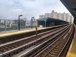 The Brighton Line platforms on the upper level