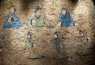 Figures in a Han dynasty tomb, painted with Han blue (Before 220 AD)