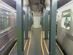 The platform viewed from the extremely narrow north end