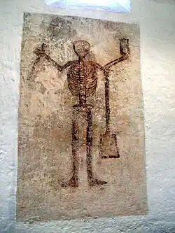 The 'Doom or Death' figure dating from 17/18th century on an interior church wall