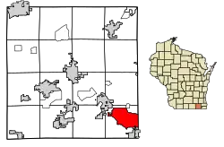 Location of Bloomfield in Walworth County, Wisconsin.