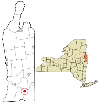 Location in Washington County and the state of New York.