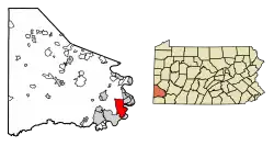 Location of California in Washington County, Pennsylvania.