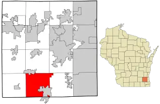 Location in Waukesha County and the state of Wisconsin.