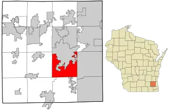 Location in Waukesha County and the state of Wisconsin.