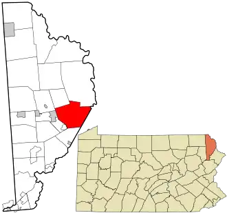 Location in Wayne County and the state of Pennsylvania.