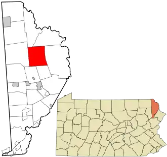 Location in Wayne County and the state of Pennsylvania.