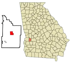 Location in Webster County and the state of Georgia