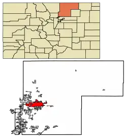 Location of the City of Greeley in Weld County, Colorado
