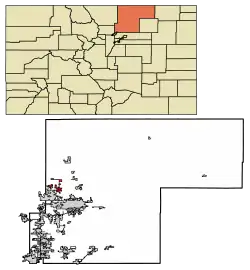 Location of Severance in Weld County, Colorado.