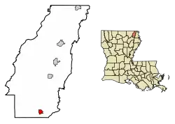 Location of Epps in West Carroll Parish, Louisiana.