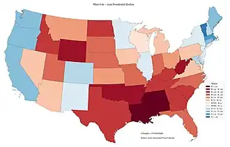 White vote in the 2020 presidential election by state
