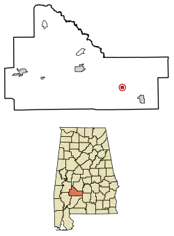Location of Oak Hill in Wilcox County, Alabama.