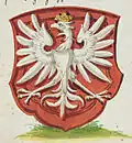 Coat of arms of the Kingdom of Poland, Gules, an eagle argent, crowned or[11]