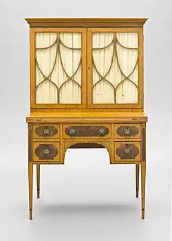 Writing desk; 1790–1810; satinwood, mahogany, tulip poplar, and pine; 153.67 x 90.17 x 51.44 cm; Los Angeles County Museum of Art