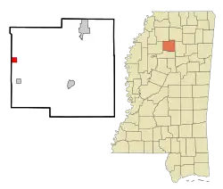 Location of Oakland, Mississippi