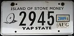 Rai stone depicted on a Yap State license plate