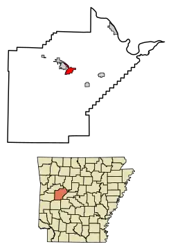 Location of Danville in Yell County, Arkansas.