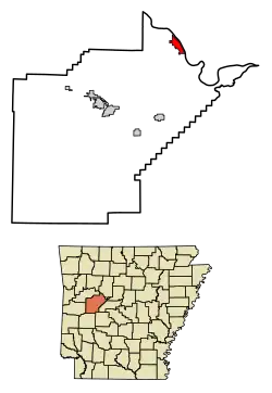 Location of Dardanelle in Yell County, Arkansas.