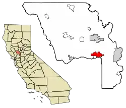 Location of Davis in Yolo County, California