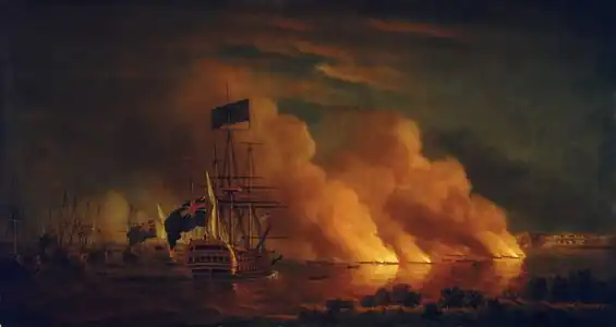 French Firerafts Attacking the British Fleet off Quebec, 1767